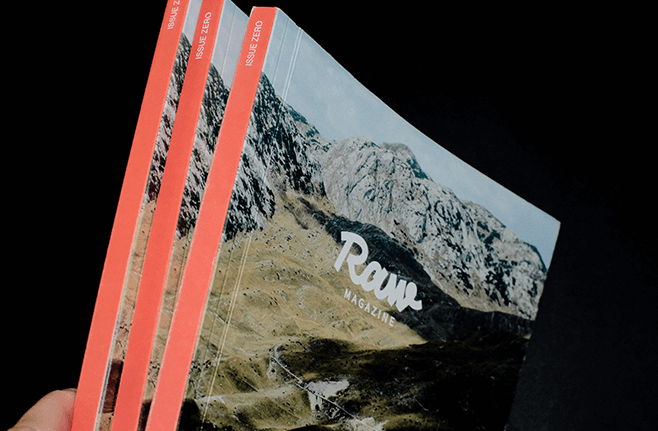 Diseño editorial de RAW Cycling Magazine Issue Zero